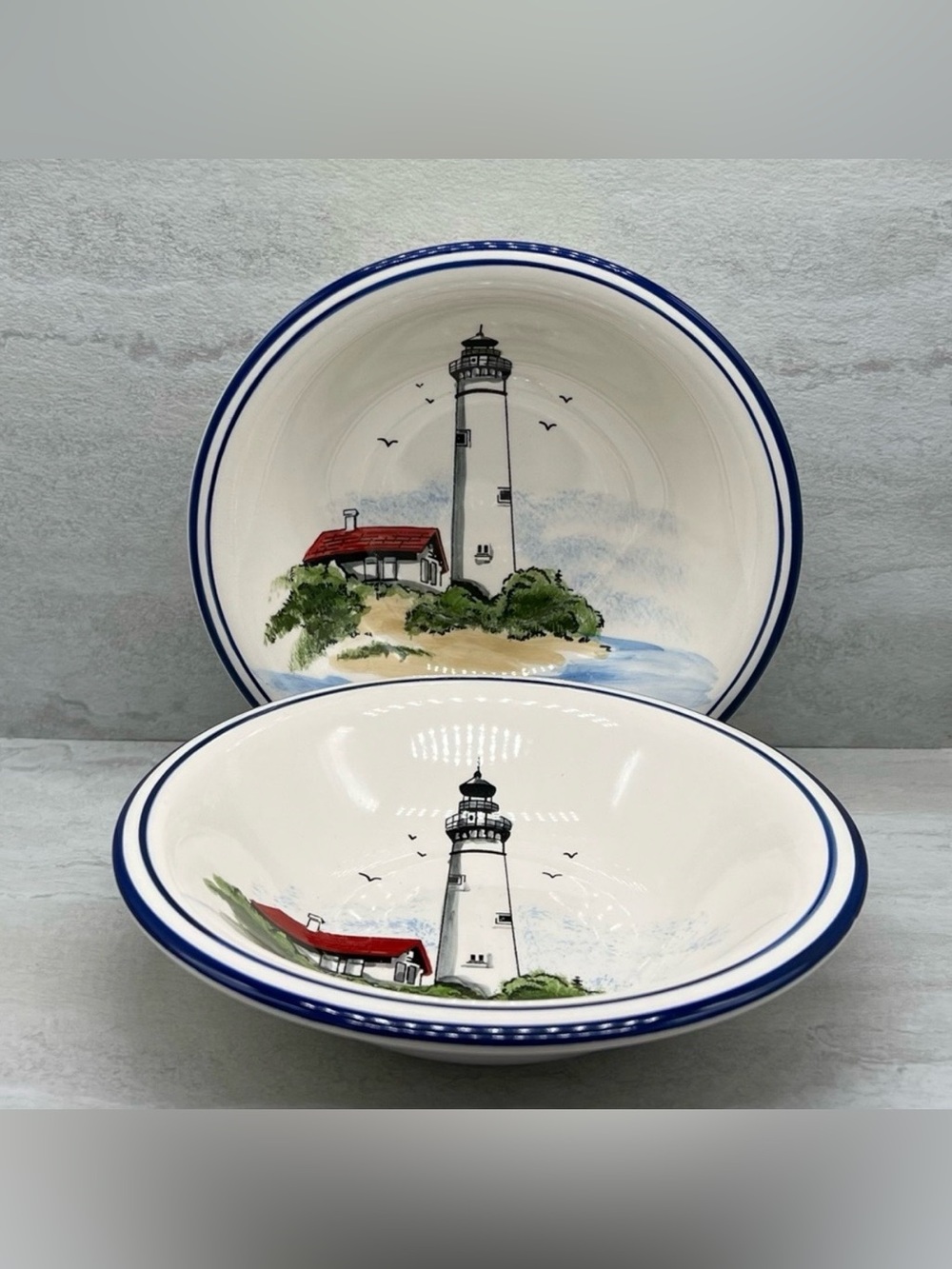 🪅 Two Libbey Nautical Lighthouse Bowls